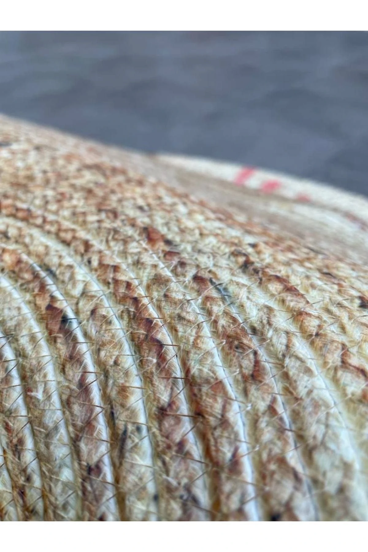 Gökkuşlağı Desen Yuvarlak Jüt Hasır Halı Salon Oda Çocuk Mutfak Antre Koridor Halısı Yolluk KS-1072