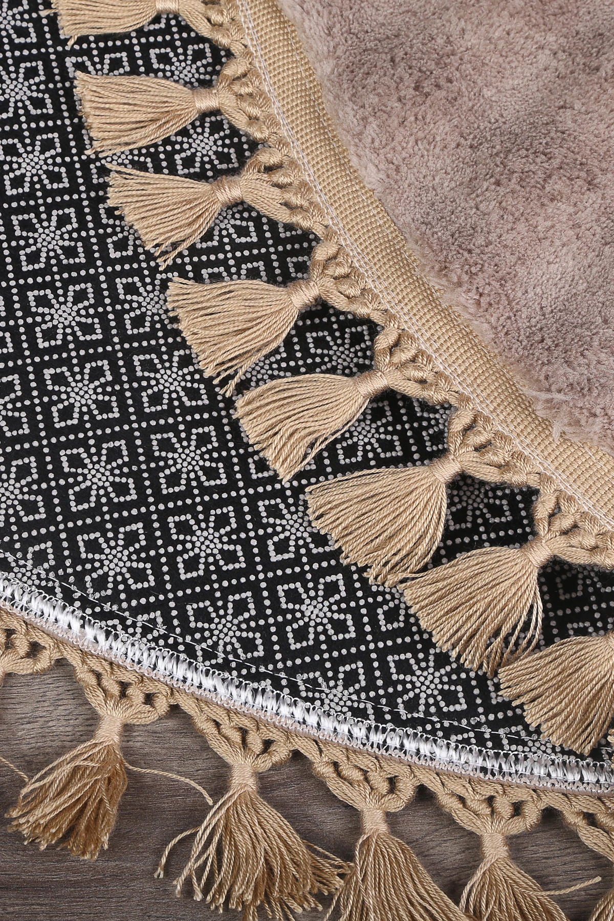 Bubble Yuvarlak Ponpon Saçaklı Salon Oda Çocuk Mutfak Koridor Antre Halısı Yıkanabilir Kaymaz Tabanlı Peluş Halı Yolluk - Kahve