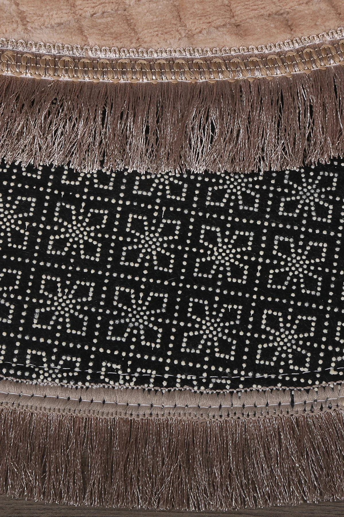 Kare Plus Yuvarlak Spor Saçaklı Salon Oda Çocuk Mutfak Antre Koridor Halısı Kaymaz Yıkanabilir Peluş Halı Yolluk - Vizon