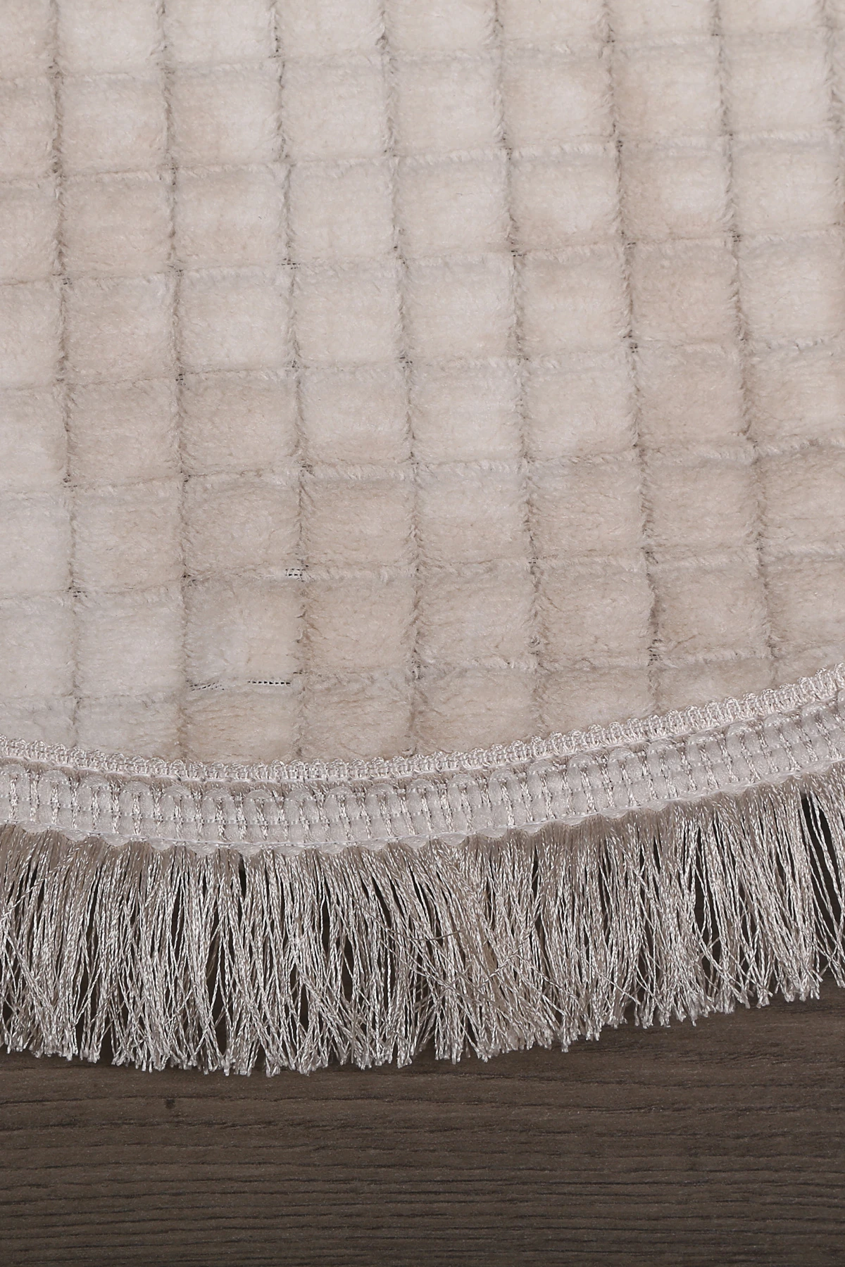 Kare Plus Oval Spor Saçaklı Salon Oda Çocuk Mutfak Antre Koridor Halısı Kaymaz Yıkanabilir Peluş Kesme Halı Yolluk - Krem