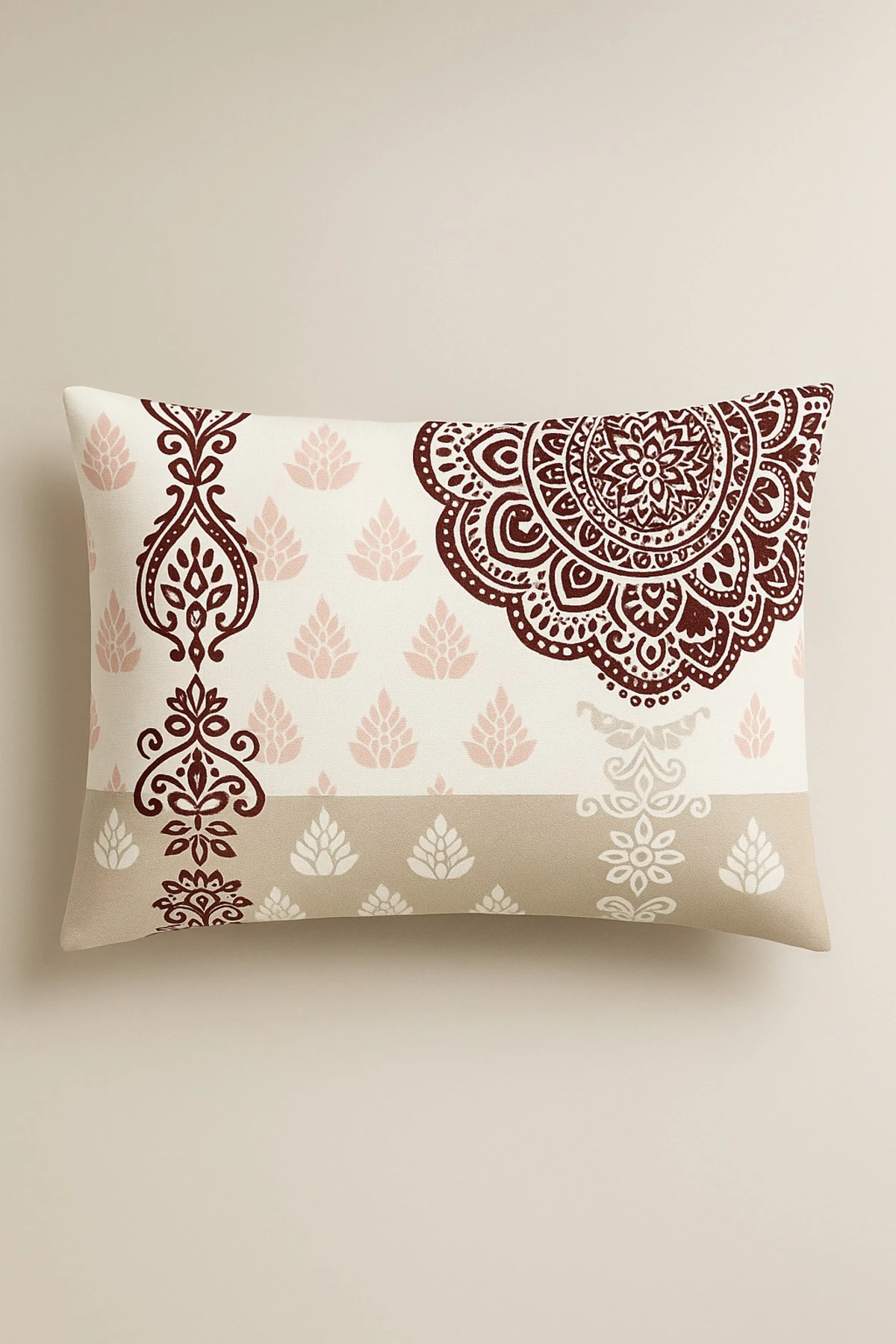 Mandala Desenli 2 li Yastık Kılıfı Pamuklu Kumaş Fermuarlı