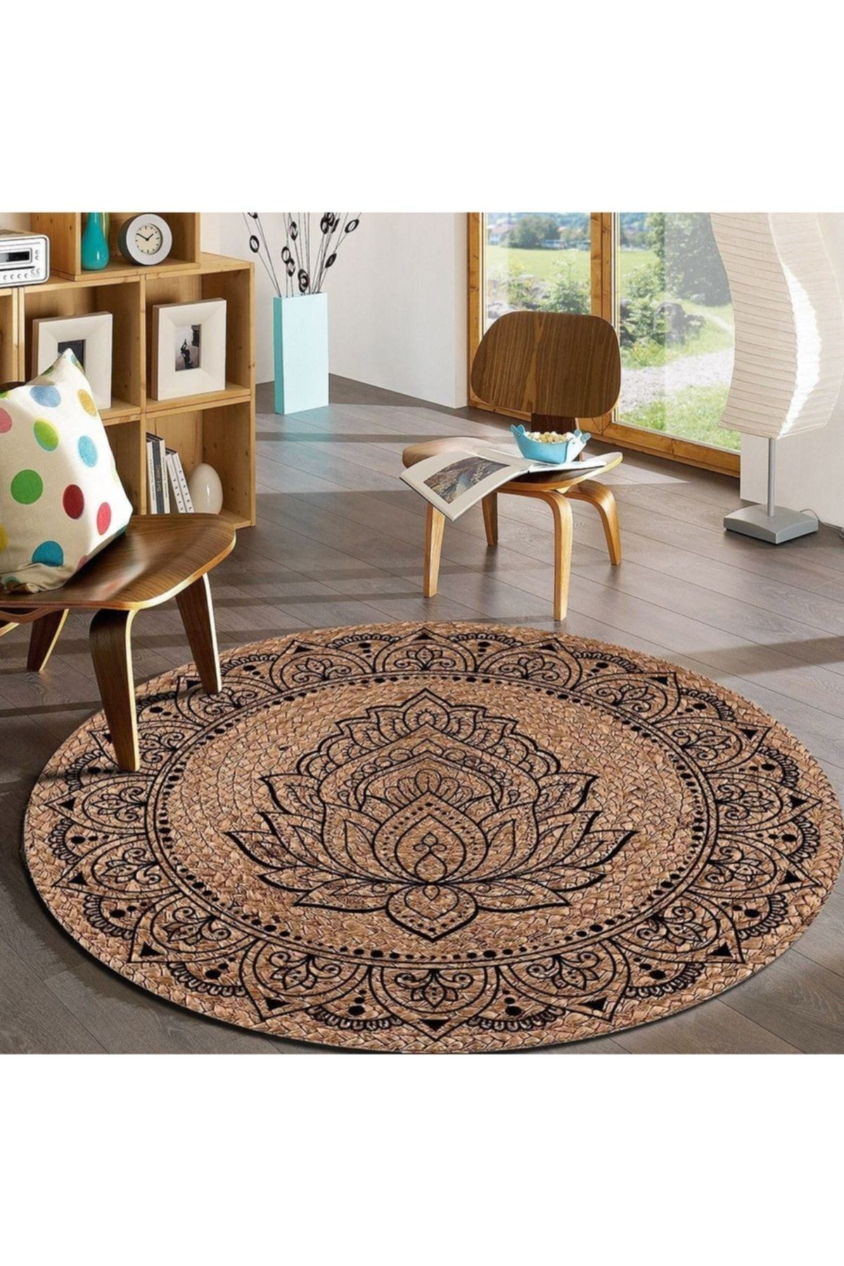 Yuvarlak Jüt Hasır Halı Salon Oda Çocuk Mutfak Antre Koridor Halısı Yolluk KS-1059