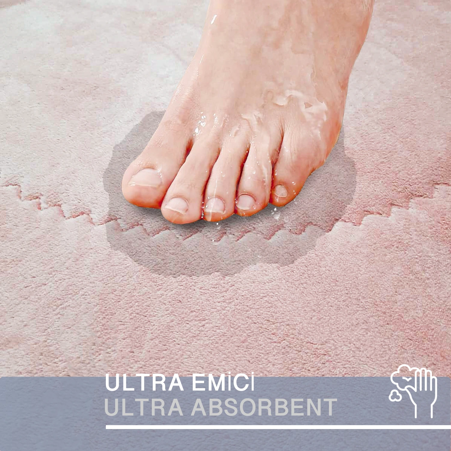 Bonny Home Rixos 2li Banyo Halısı Paspası Seti Kaymaz Tabanlı Klozet Takımı - Pudra