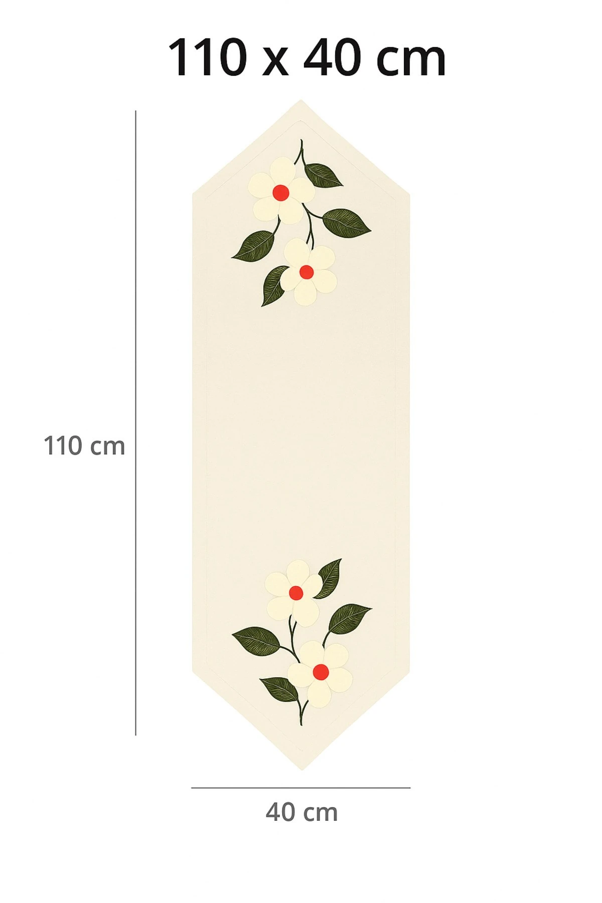 Skye Keten Nakış İşlemeli Üçgen Bitişli Yıkanabilir Mutfak Salon Sehpa Yemek Masa Örtüsü Runner