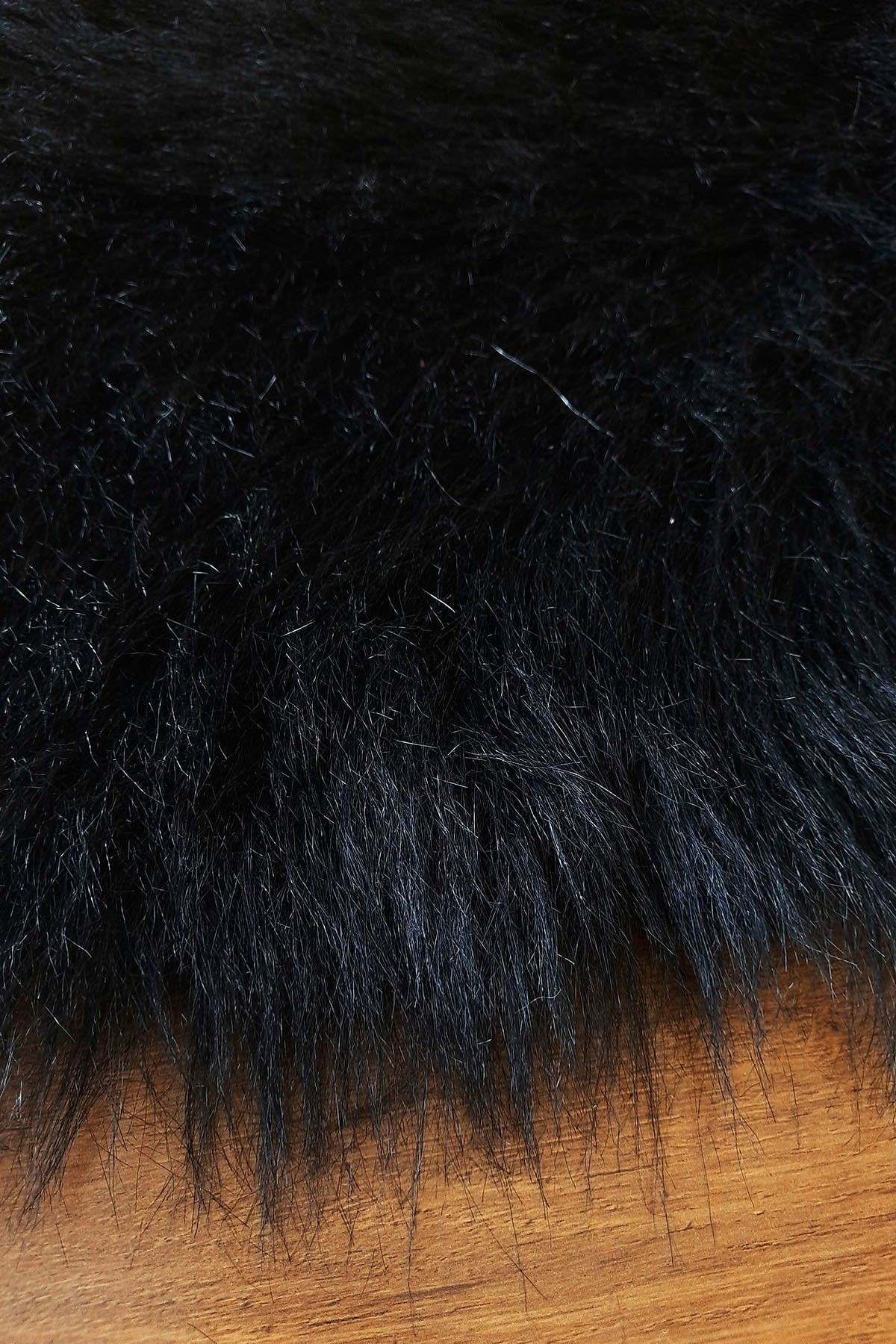 Kürk Halı Rectangle Puf Peluş Post Tüylü Puffy Kaymaz Yumuşak Shaggy Dekoratif Salon Oda Mutfak Çocuk Yatak Odası Halısı Yolluk - Siyah