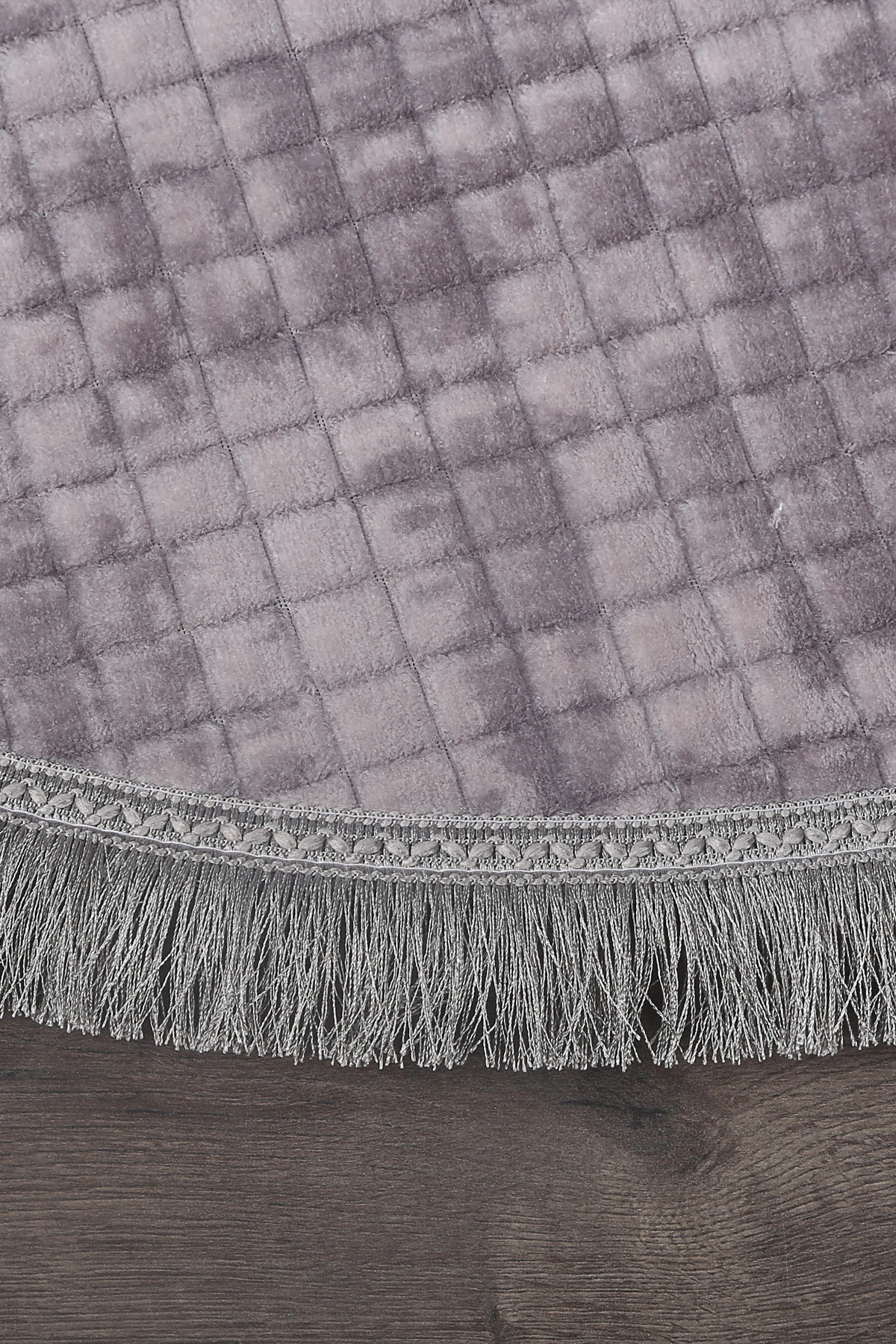 Kare Plus Yuvarlak Spor Saçaklı Salon Oda Çocuk Mutfak Antre Koridor Halısı Kaymaz Yıkanabilir Peluş Halı Yolluk - Gri