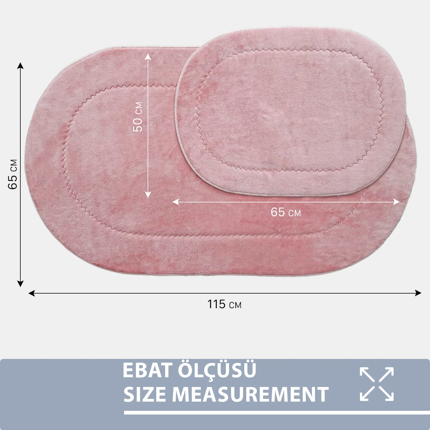 Bonny Home Rixos 2li Banyo Halısı Paspası Seti Kaymaz Tabanlı Klozet Takımı - Pudra