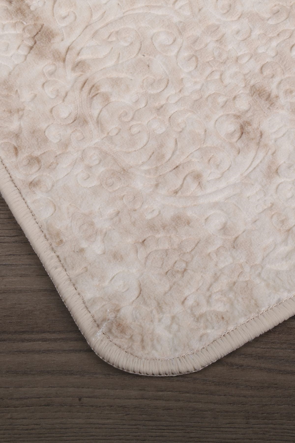 Nova (80x150 + 50x80 cm) Büyük Ebat 2'li Banyo Halısı Paspas Seti Kaymaz Taban Klozet Takımı - Krem