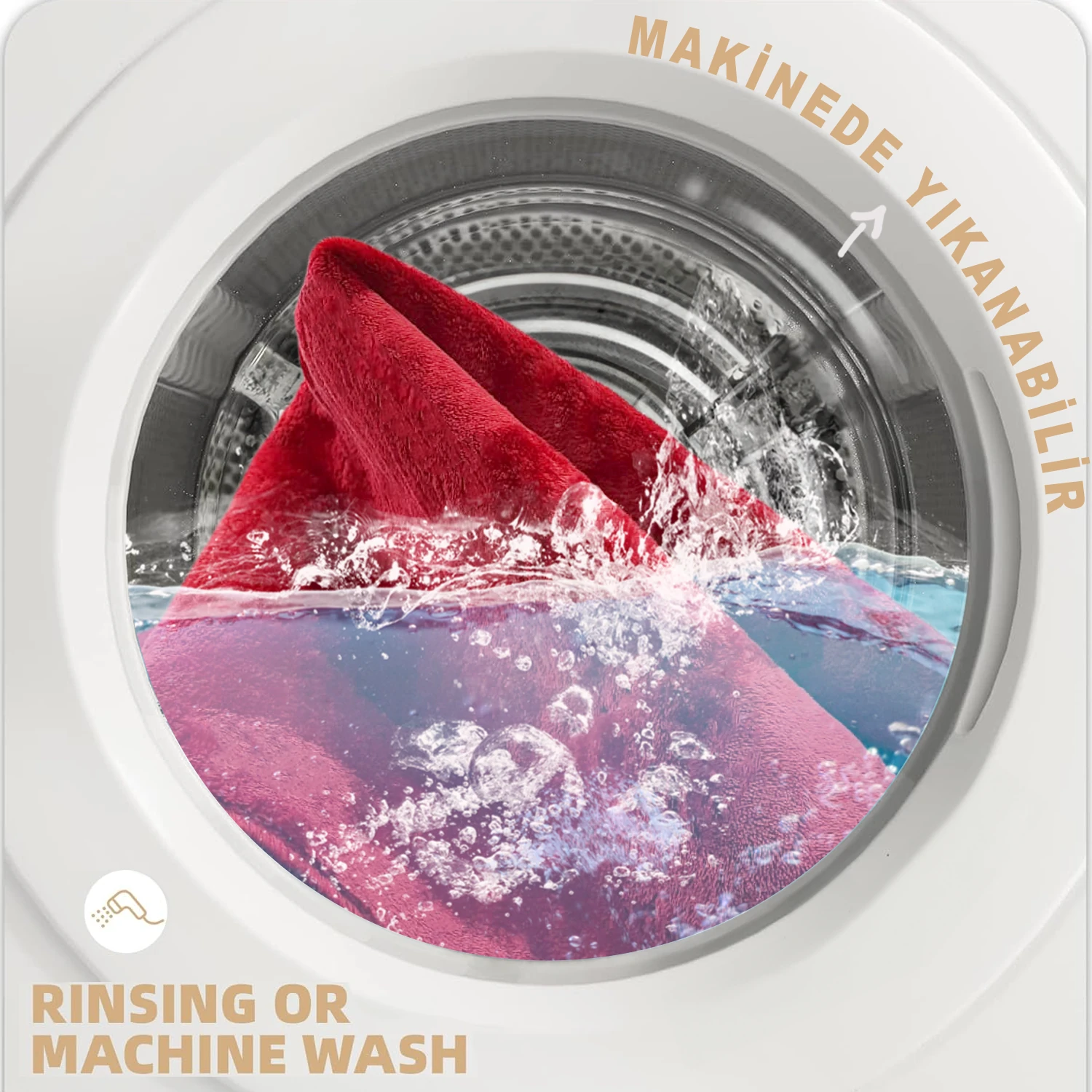 Bonny Home Rixos 2li Banyo Halısı Paspası Seti Kaymaz Tabanlı Klozet Takımı - Kırmızı