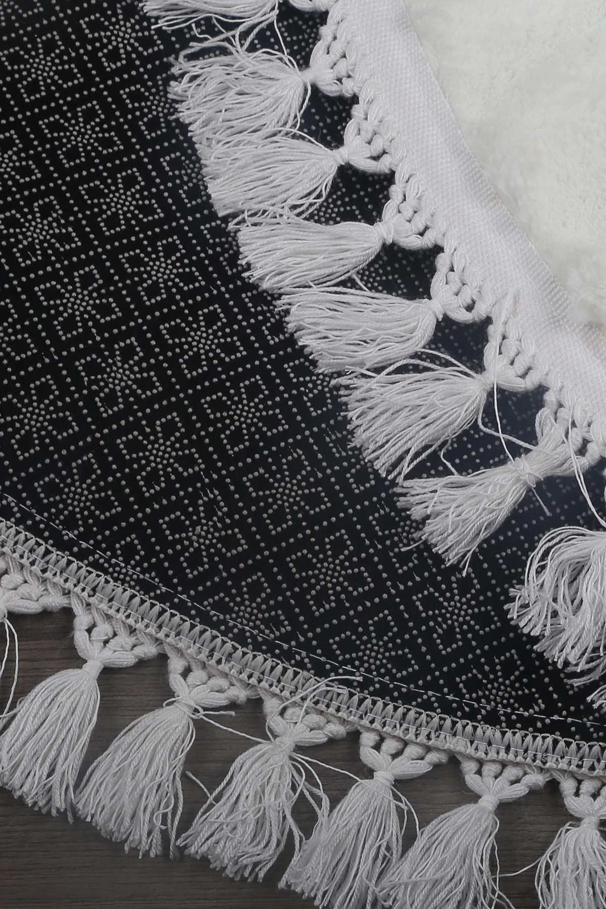 Bubble Oval Ponpon Saçaklı Püsküllü Salon Oda Çocuk Mutfak Koridor Antre Halısı Yıkanabilir Kaymaz Tabanlı Peluş Halı Yolluk - Krem