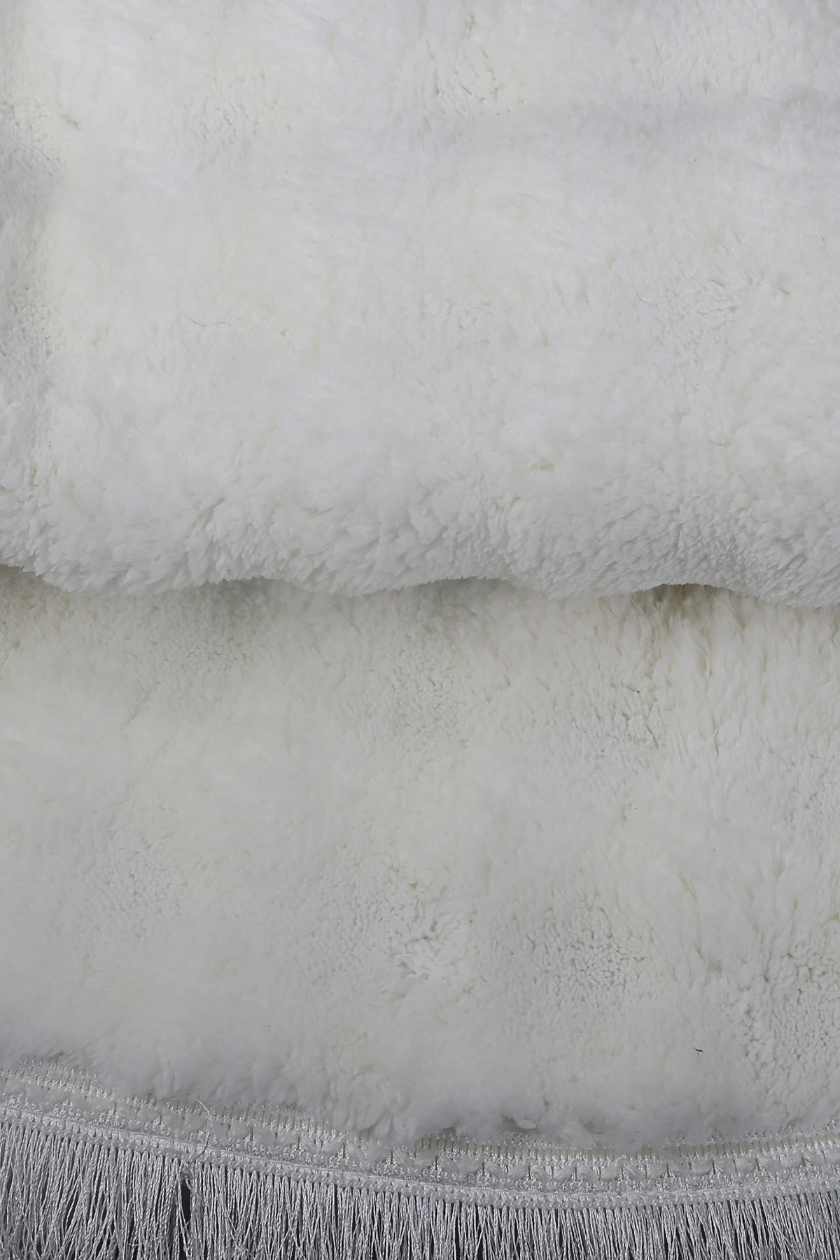 Bubble Yuvarlak Spor Saçaklı Salon Oda Çocuk Mutfak Koridor Antre Halısı Makinede Yıkanabilir Kaymaz Tabanlı Yumuşak Peluş Halı  Yolluk - Krem