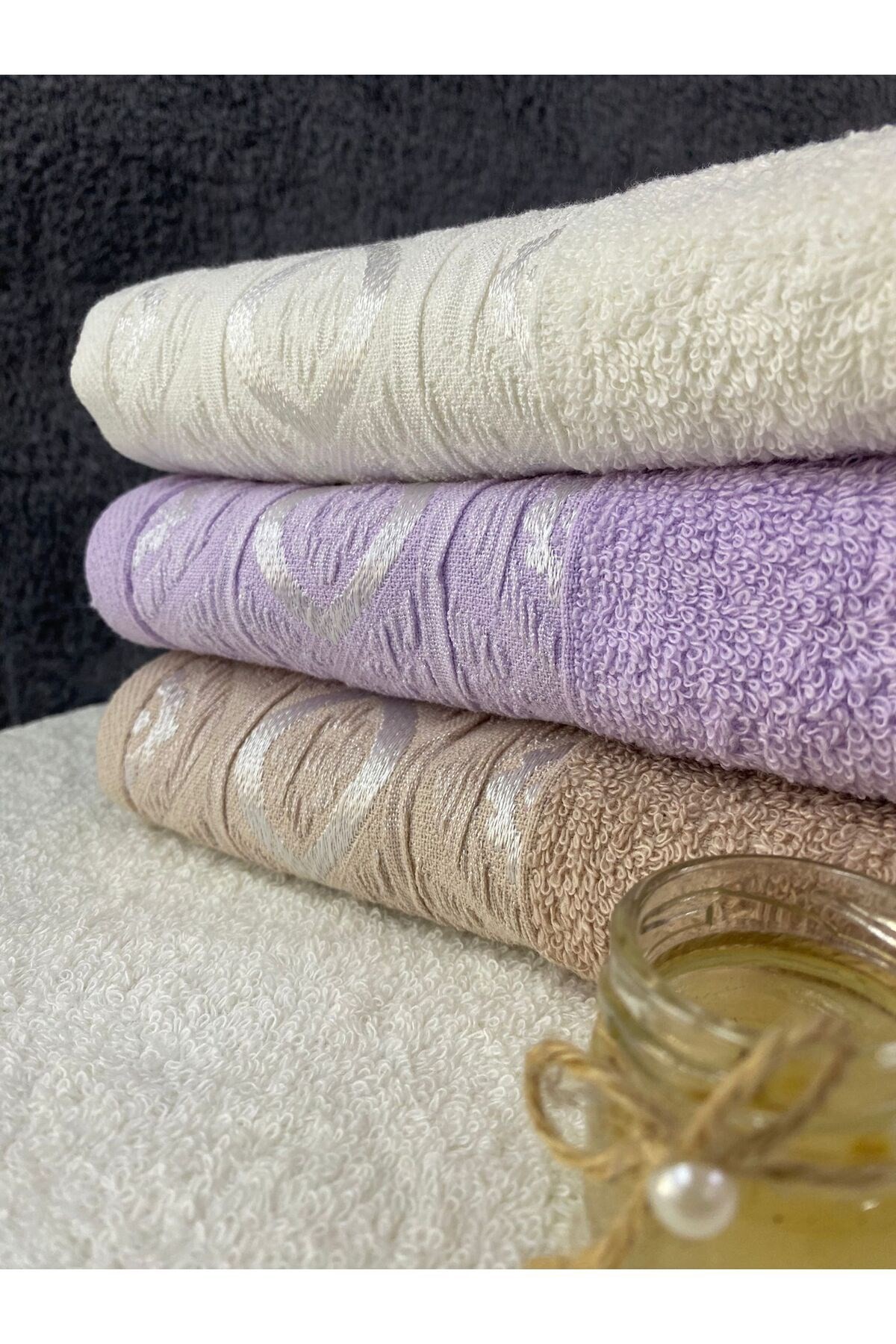 Göz desen 3’lü El ve Yüz Havlu Seti – 50x90 cm %100 Pamuk, Yumuşak Dokulu,Desenli