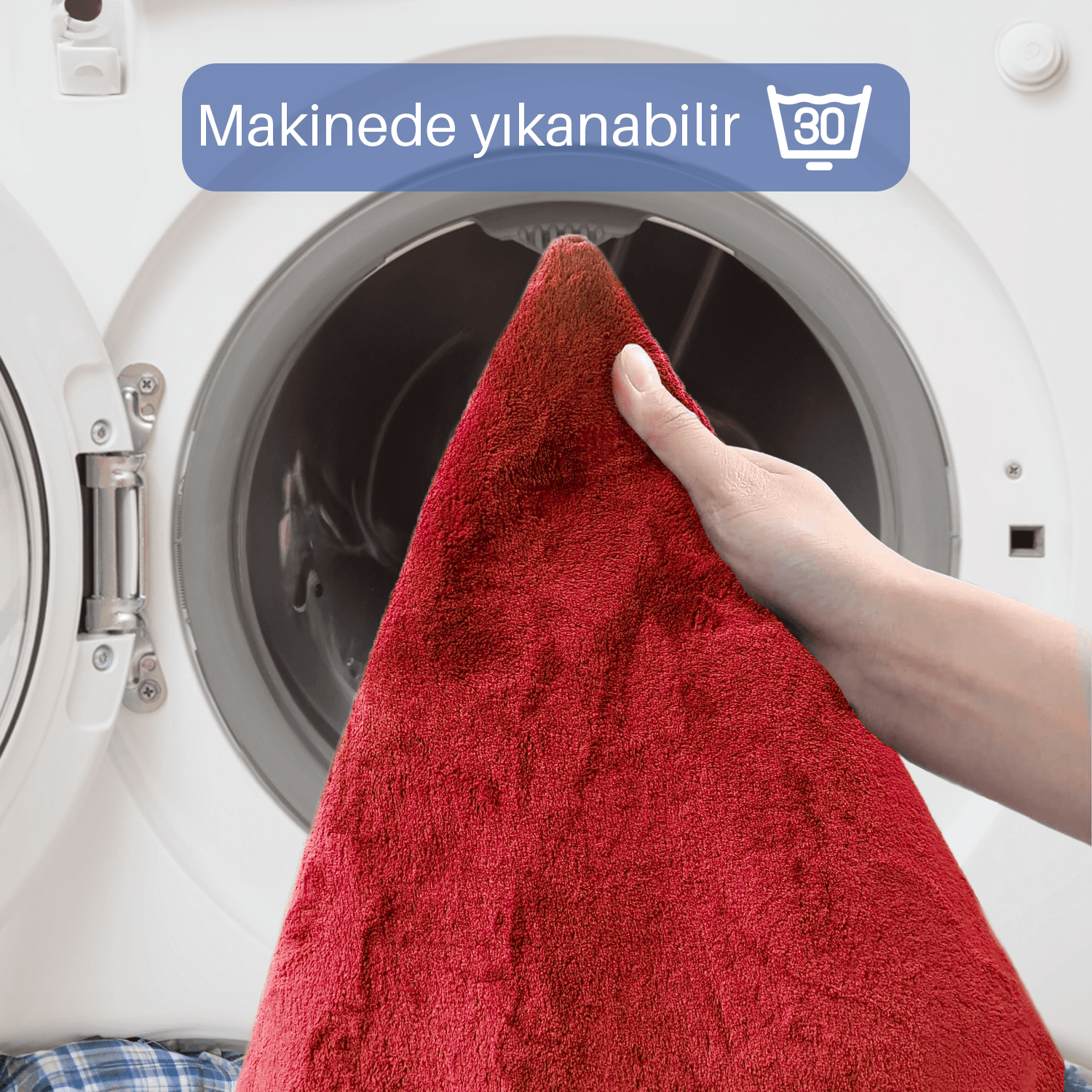 Bonny Home Unicolor Düz 3lü Banyo Paspası Halısı Seti Kaymaz Klozet Takımı - Kırmızı
