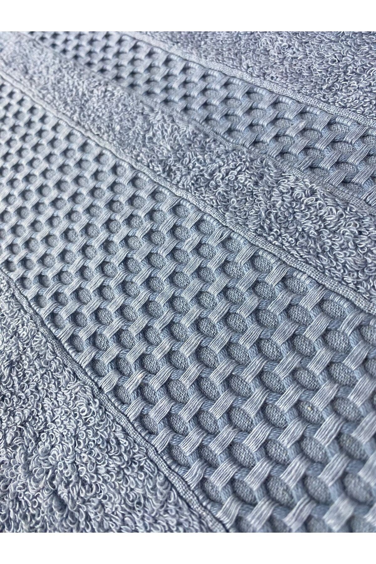 Waffle 3’lü El ve Yüz Havlu Seti – 50x90 cm %100 Pamuk, Yumuşak Dokulu, Örgü Desen.