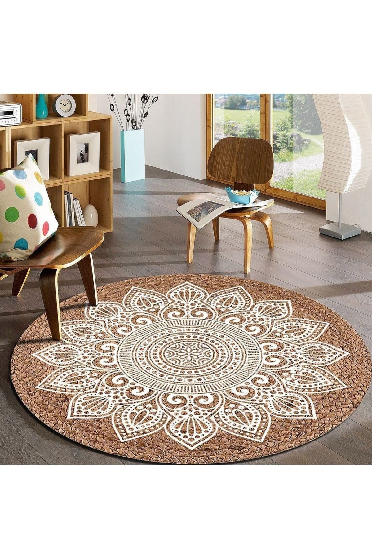 Yuvarlak Jüt Hasır Halı Salon Oda Çocuk Mutfak Antre Koridor Halısı Yolluk KS-1061