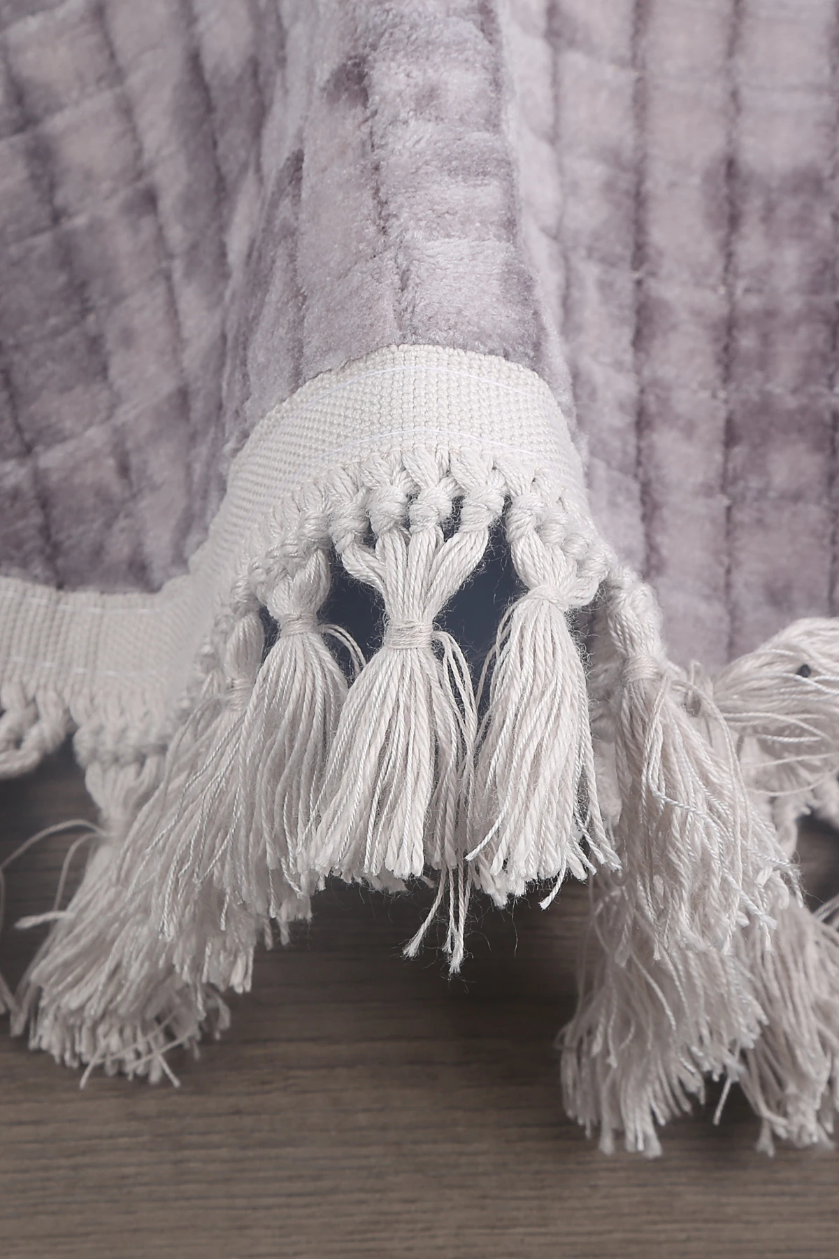 Kare Plus Oval Ponpon Saçaklı Salon Oda Çocuk Mutfak Antre Koridor Halısı Kaymaz Tabanlı Yıkanabilir Peluş Halı Yolluk - Gri