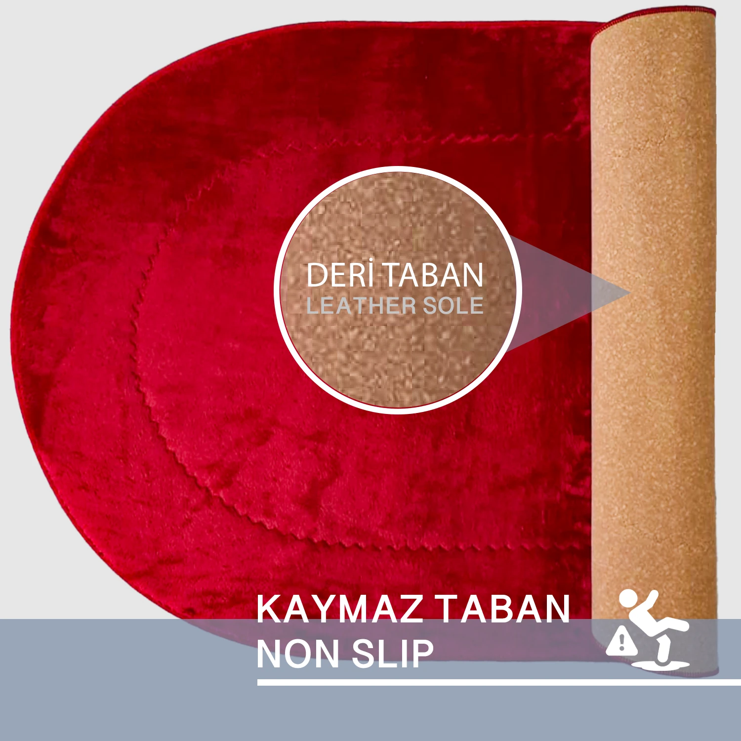 Bonny Home Rixos 2li Banyo Halısı Paspası Seti Kaymaz Tabanlı Klozet Takımı - Kırmızı