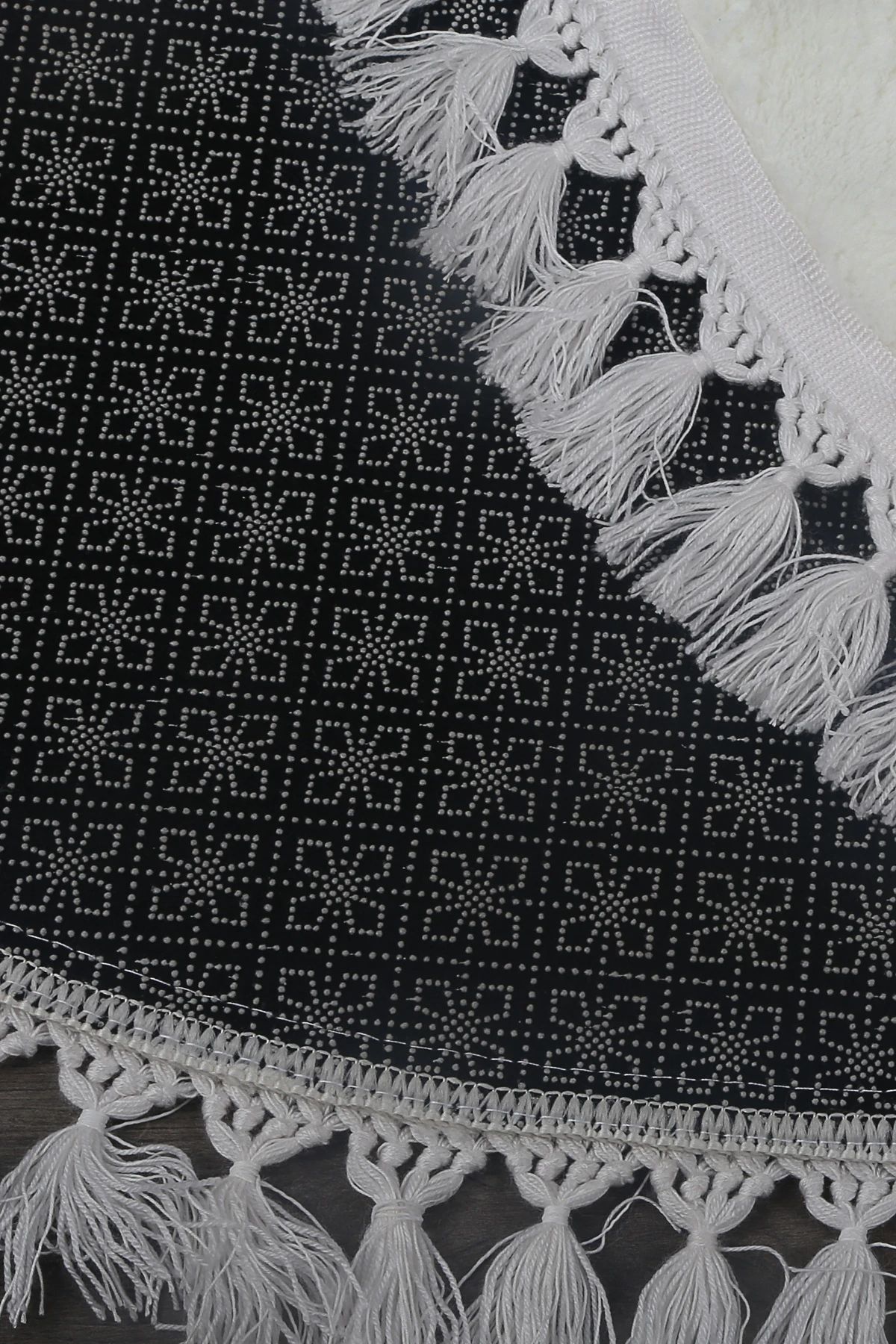 Bubble Yuvarlak Ponpon Saçaklı Salon Oda Çocuk Mutfak Koridor Antre Halısı Yıkanabilir Kaymaz Tabanlı Peluş Halı Yolluk - Krem