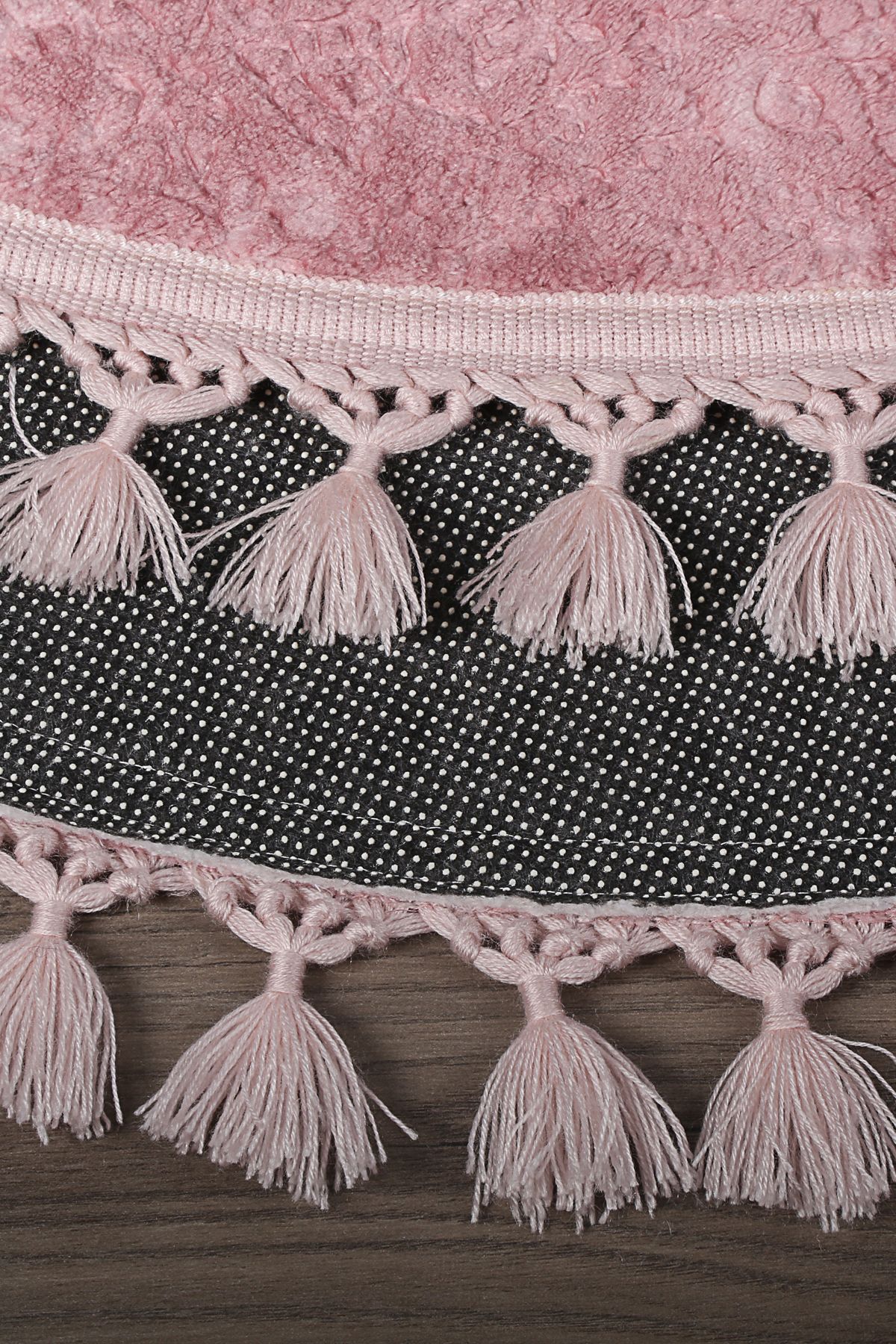 Nova Yuvarlak Ponpon Saçaklı Salon Oda Çocuk Mutfak Koridor Halısı Kaymaz Tabanlı Yumuşak Peluş Yolluk - Pembe