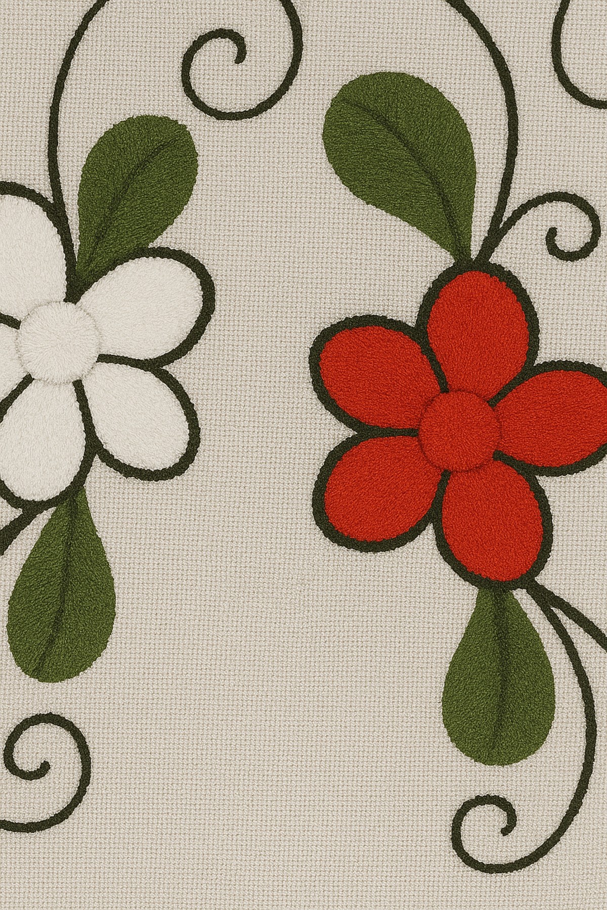 Magon Keten Nakış İşlemeli Üçgen Bitişli Yıkanabilir Mutfak Salon Sehpa Yemek Masa Örtüsü Runner