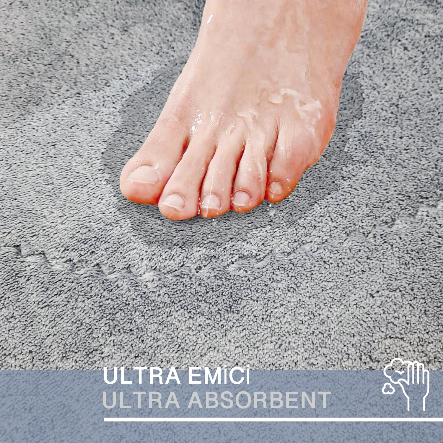 Bonny Home Rixos 2li Banyo Halısı Paspası Seti Kaymaz Tabanlı Klozet Takımı - Gri