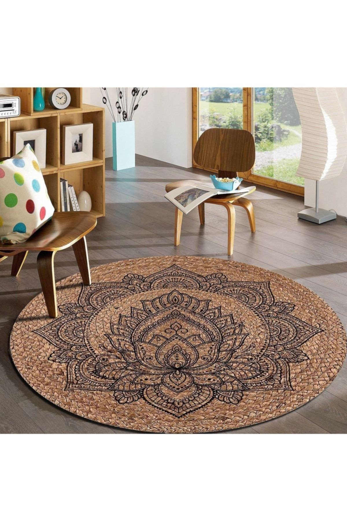 Yuvarlak Jüt Hasır Halı Salon Oda Çocuk Mutfak Antre Koridor Halısı Yolluk KS-1058