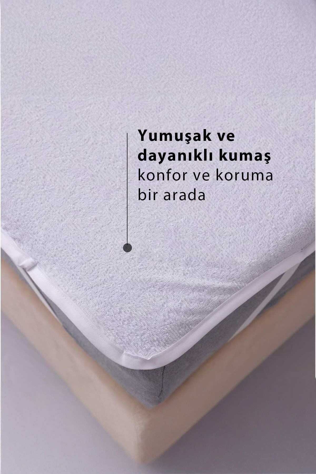 Unicolor Köşe Lastikli Sıvı Geçirmez Alez Sessiz ve Nefes Alabilir Yatak Koruyucu