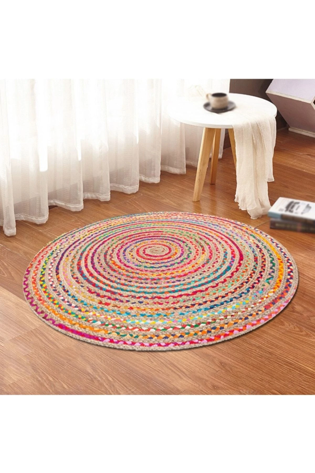 Yuvarlak Jüt Hasır Halı Salon Oda Çocuk Mutfak Antre Koridor Halısı Yolluk KS-1089