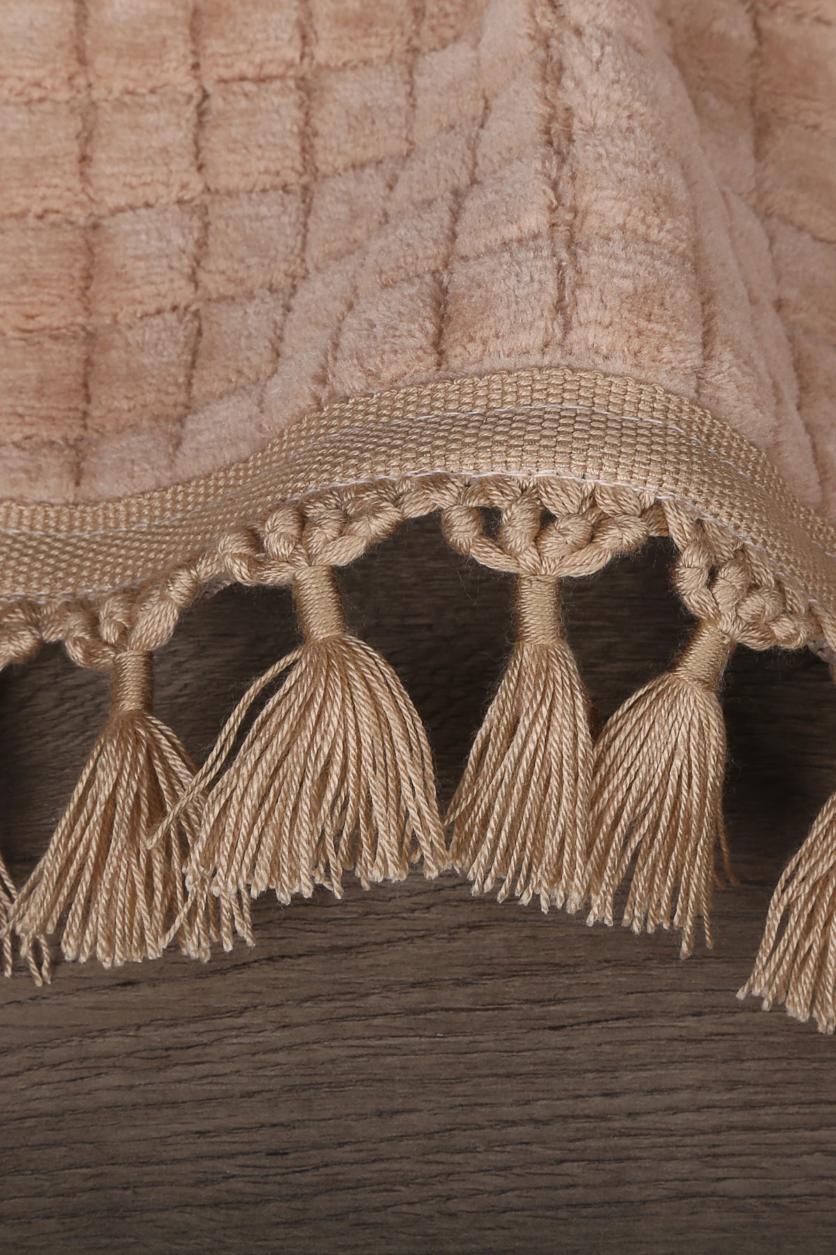 Kare Plus Yuvarlak Ponpon Saçaklı Salon Oda Çocuk Mutfak Antre Koridor Halısı Kaymaz Tabanlı Yıkanabilir Peluş Halı Yolluk - Vizon