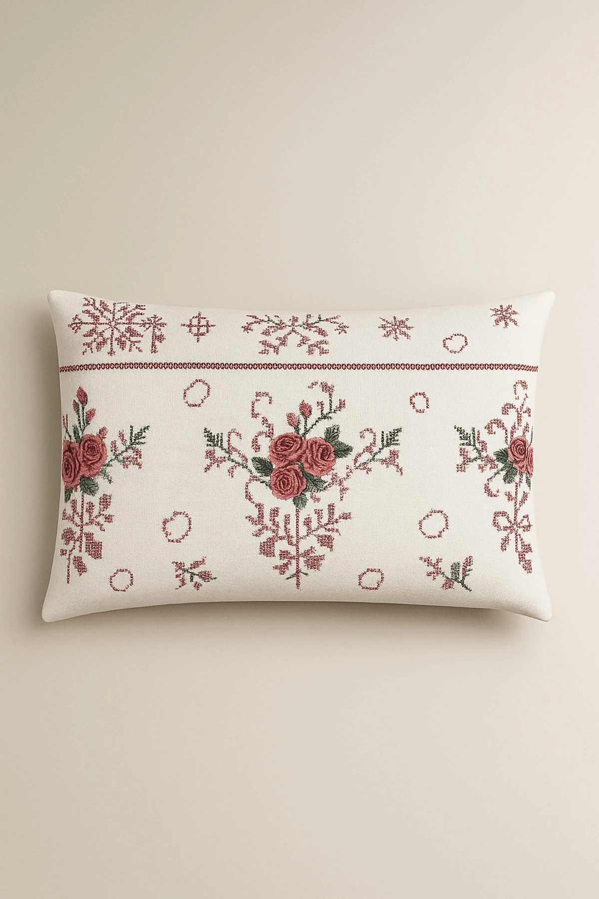 Rosina Turkuaz Desenli 2 li Yastık Kılıfı Pamuklu Kumaş Fermuarlı