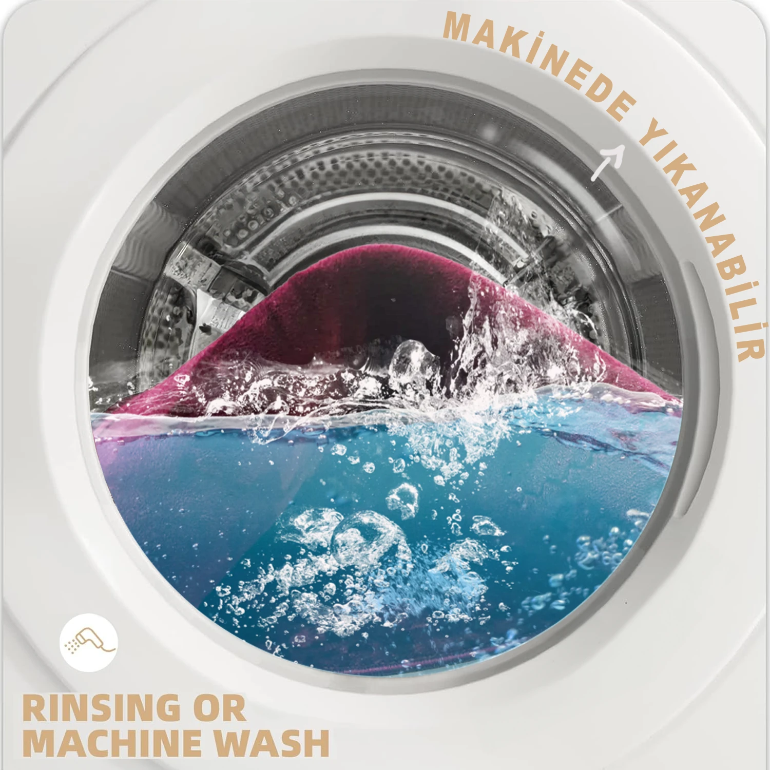 Bonny Home Rixos 2li Banyo Halısı Paspası Seti Kaymaz Tabanlı Klozet Takımı - Mürdüm