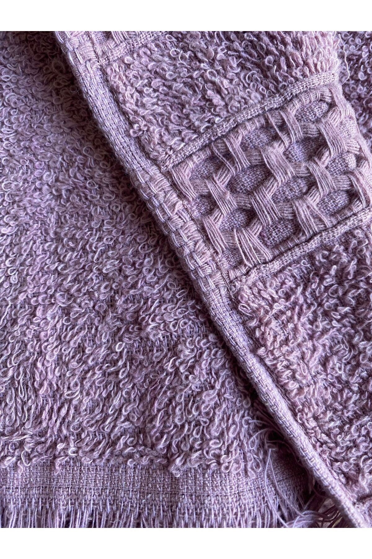 Waffle Saçaklı Pamuklu 2'li Banyo ve El-Yüz Havlu Takımı