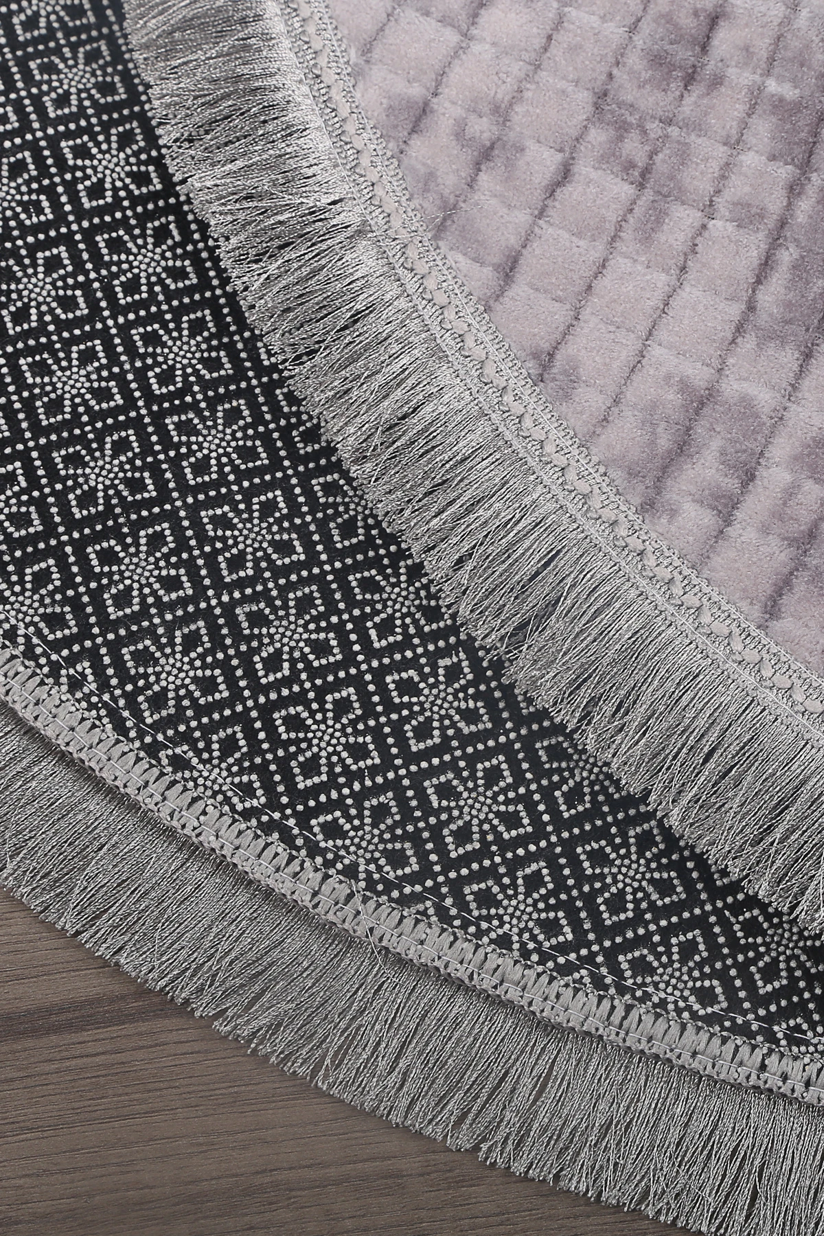 Kare Plus Oval Spor Saçaklı Salon Oda Çocuk Mutfak Antre Koridor Halısı Kaymaz Yıkanabilir Peluş Kesme Halı Yolluk - Gri