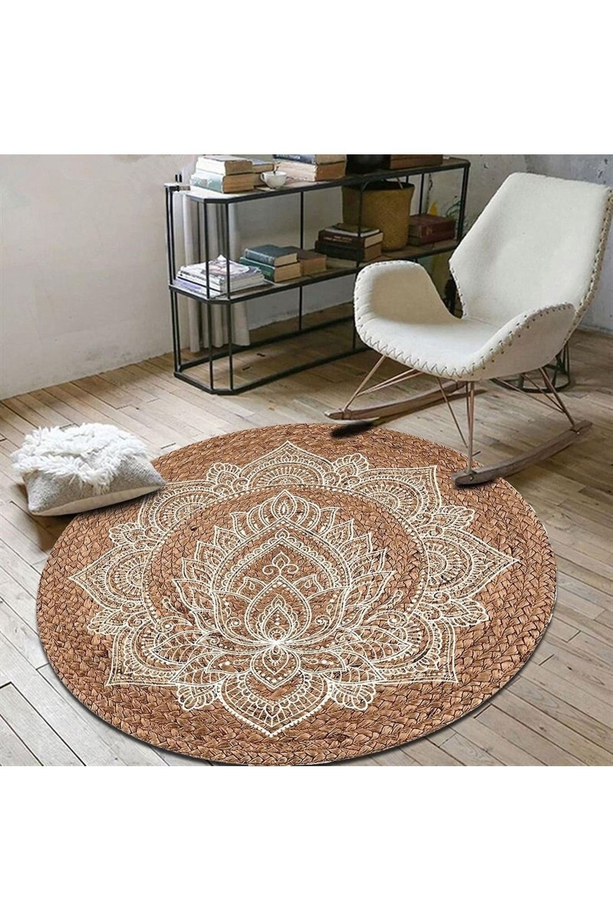 Yuvarlak Jüt Hasır Halı Salon Oda Çocuk Mutfak Antre Koridor Halısı Yolluk KS-1015