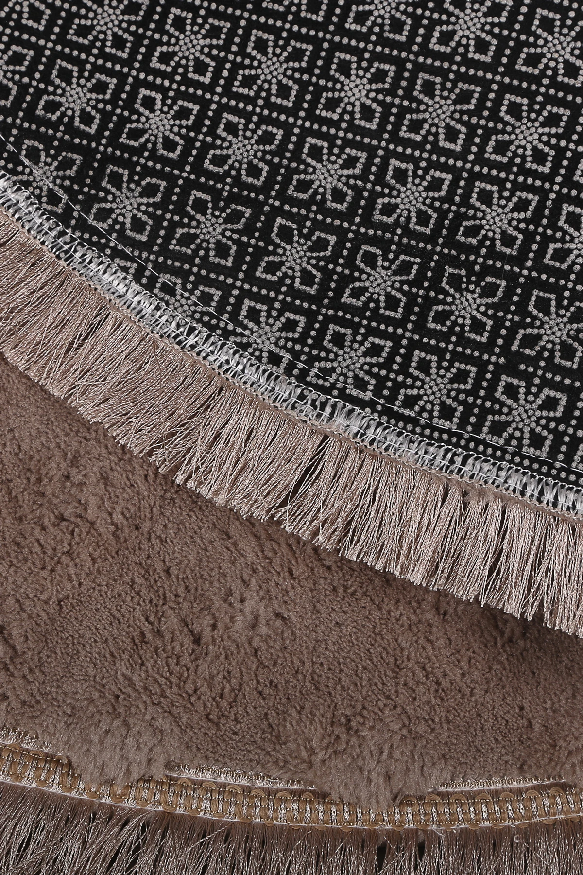 Bubble Yuvarlak Spor Saçaklı Salon Oda Çocuk Mutfak Koridor Antre Halısı Makinede Yıkanabilir Kaymaz Tabanlı Yumuşak Peluş Halı  Yolluk - Kahve