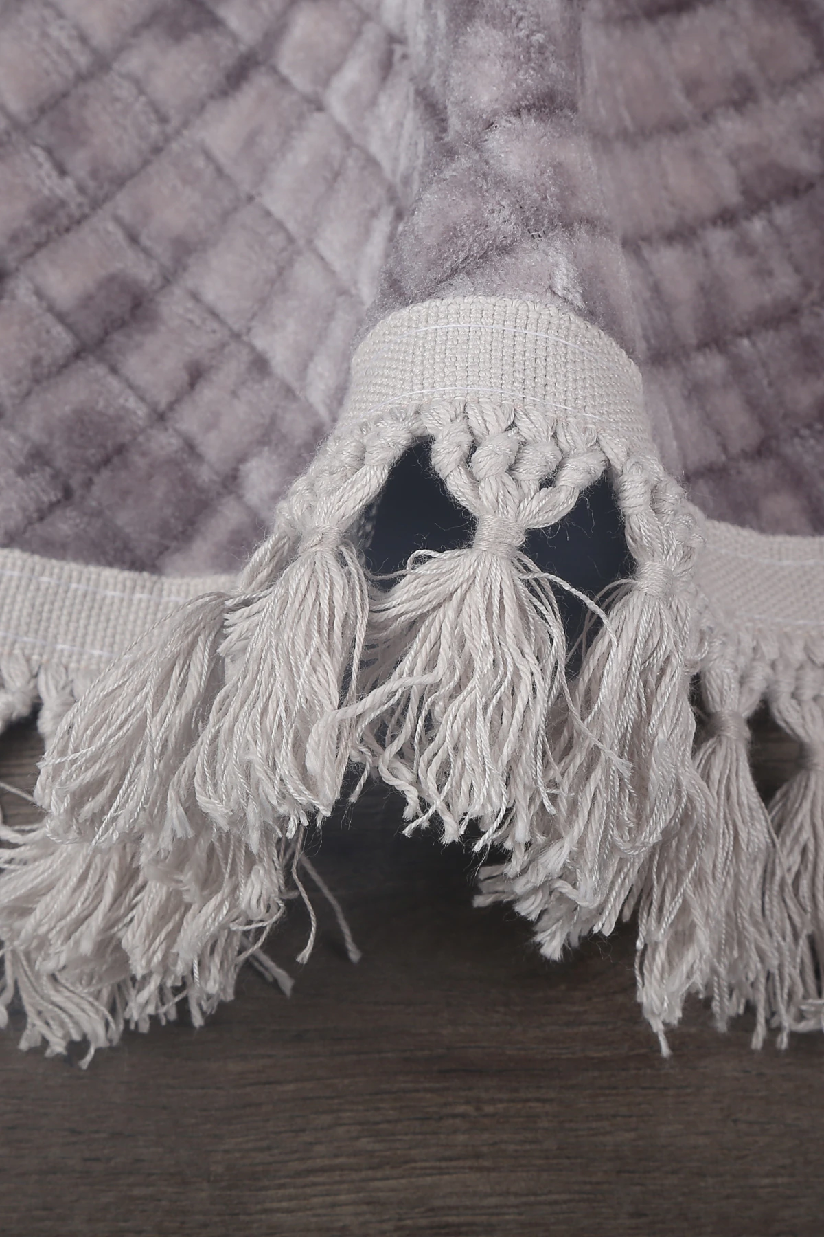 Kare Plus Yuvarlak Ponpon Saçaklı Salon Oda Çocuk Mutfak Antre Koridor Halısı Kaymaz Tabanlı Yıkanabilir Peluş Halı Yolluk - Gri