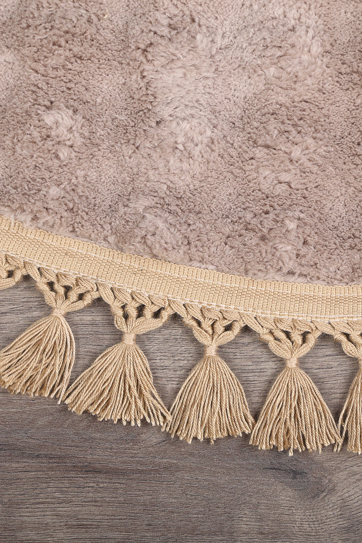 Bubble Oval Ponpon Saçaklı Püsküllü Salon Oda Çocuk Mutfak Koridor Antre Halısı Yıkanabilir Kaymaz Tabanlı Peluş Halı Yolluk - Kahve