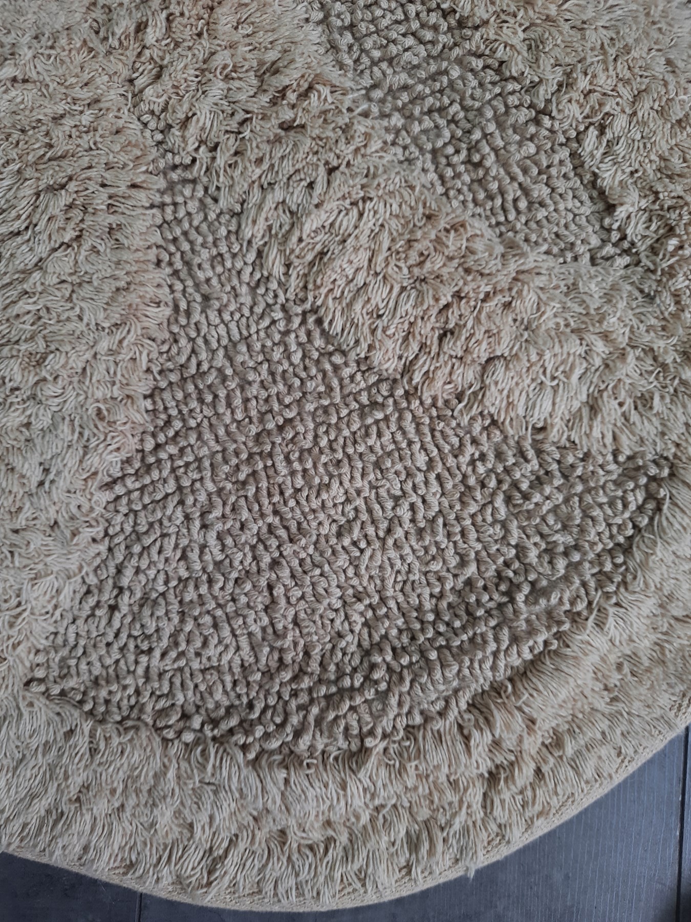 Papatya Tufting Pamuk Banyo Paspası 100x100 cm Tek Parça Pamuk Dokuma Paspas - Bej