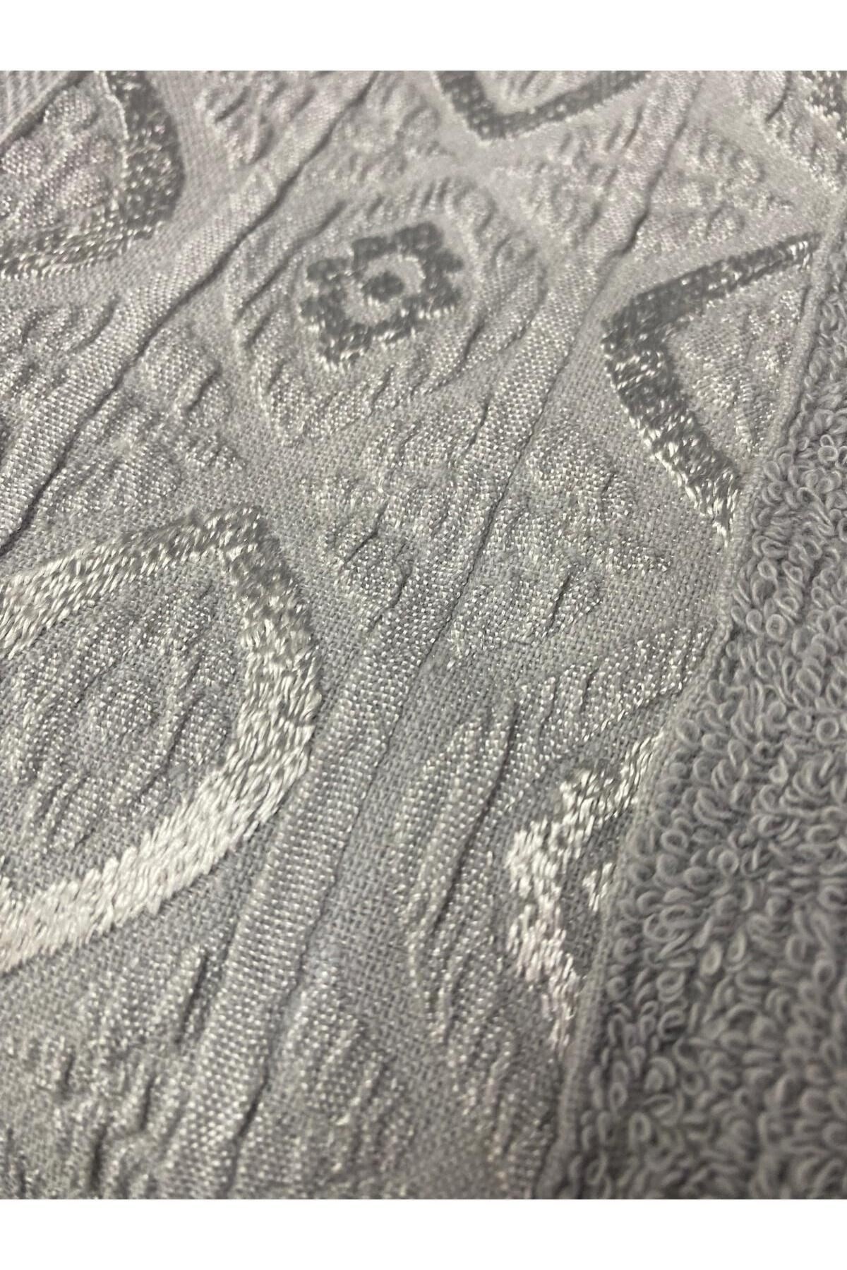 Göz desen 3’lü Banyo Havlu Seti – 100x150 cm %100 Pamuk, Yumuşak Dokulu,pudra-mavi-gri