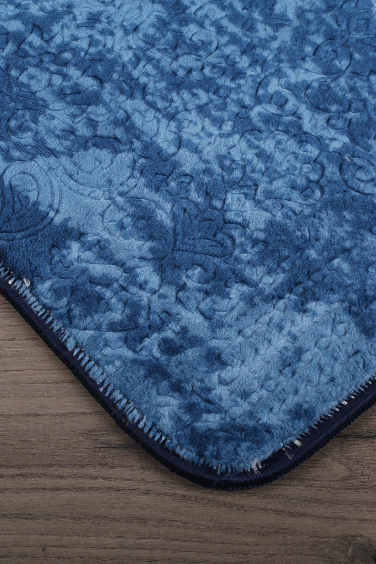 Nova (80x150 + 50x80 cm) Büyük Ebat 2'li Banyo Halısı Paspas Seti Kaymaz Taban Klozet Takımı - Lacivert