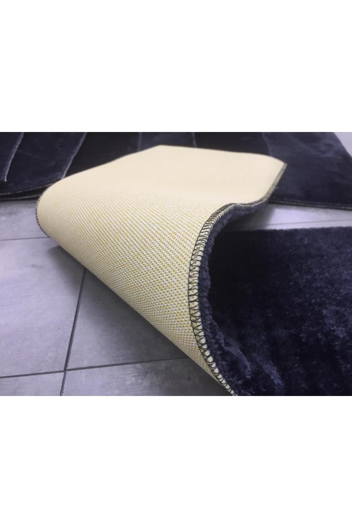 Comfort Pufidik Peluş Merdiven Halısı Kaymaz Tabanlı (1 Adet) Basamak Paspası - Siyah