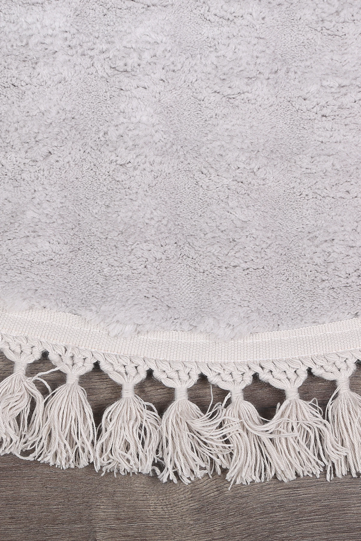 Bubble Oval Ponpon Saçaklı Püsküllü Salon Oda Çocuk Mutfak Koridor Antre Halısı Yıkanabilir Kaymaz Tabanlı Peluş Halı Yolluk - Gri