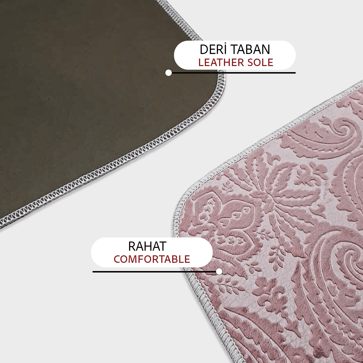 Bonny Home 3’lü UltraSoft Desenli Klozet Takımı Banyo Halısı Paspas Seti - Pudra