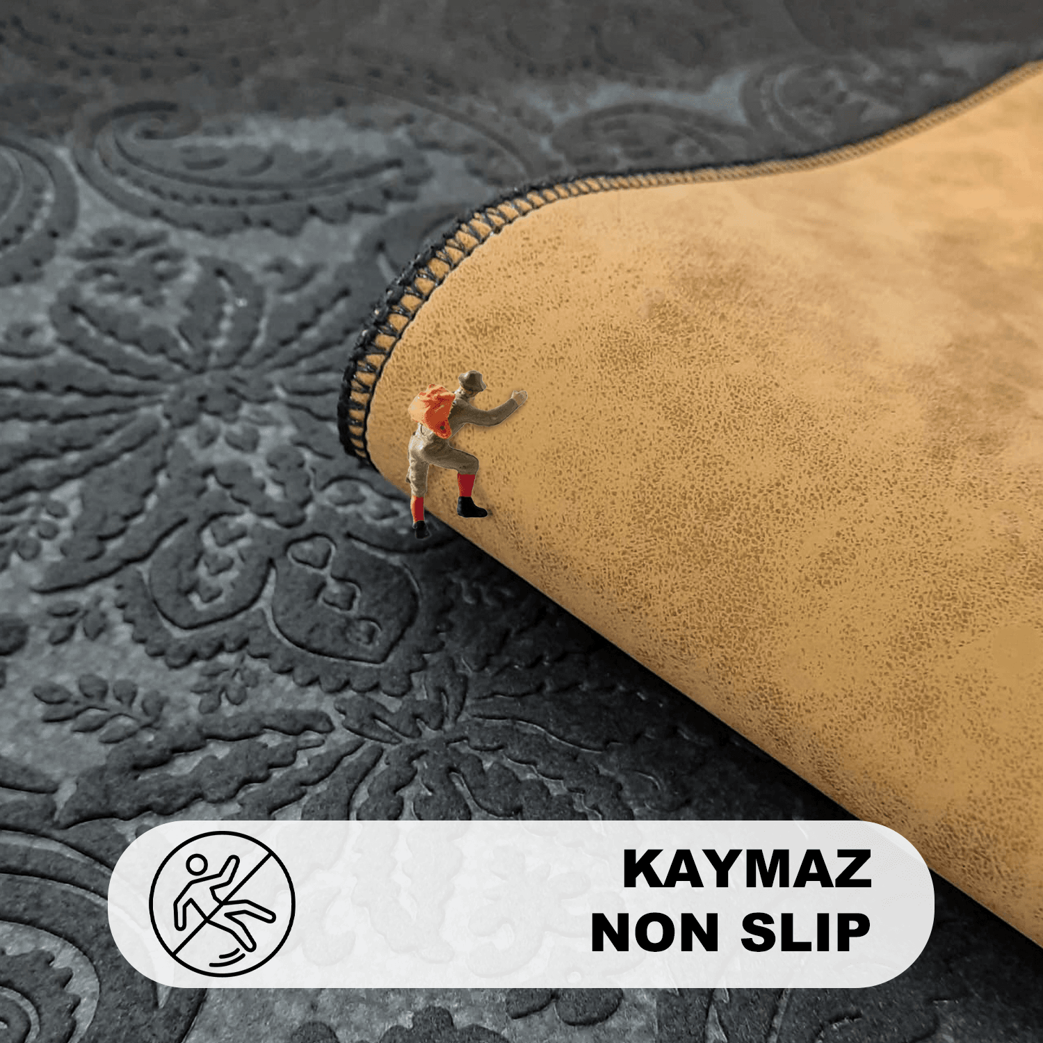 Bonny Home 3’lü UltraSoft Desenli Klozet Takımı Banyo Halısı Paspas Seti - Siyah