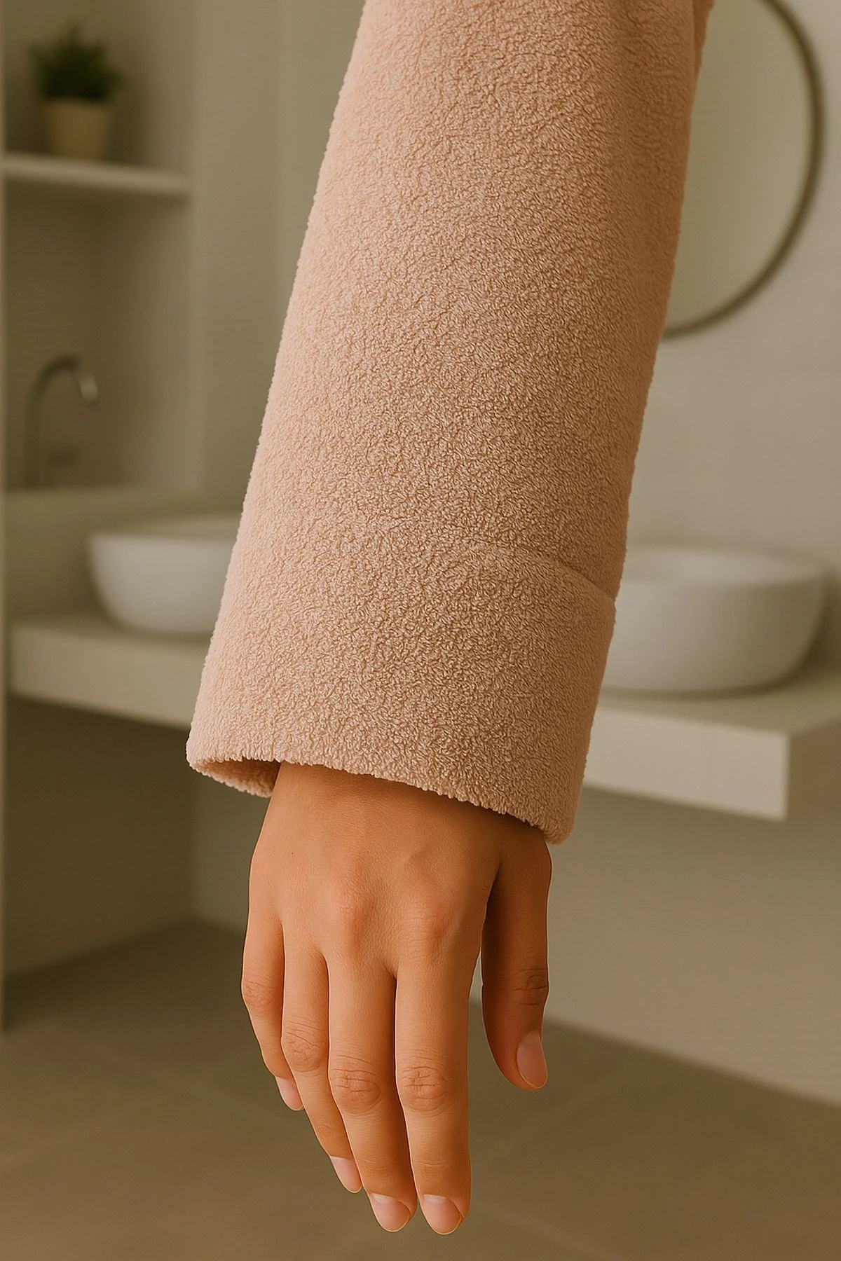 Nevin Modeli Bornoz Takımı – %100 Pamuk Bornoz ve 50x90 Yüz Havlusu