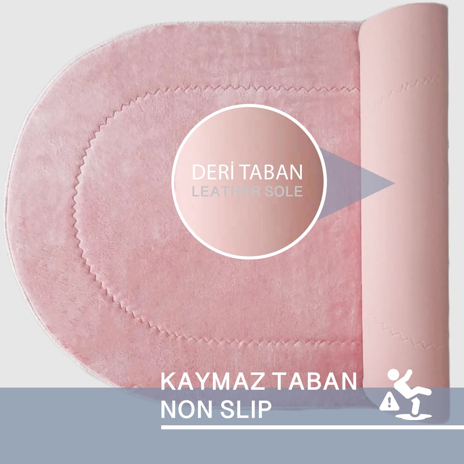 Bonny Home Rixos 2li Banyo Halısı Paspası Seti Kaymaz Tabanlı Klozet Takımı - Pudra