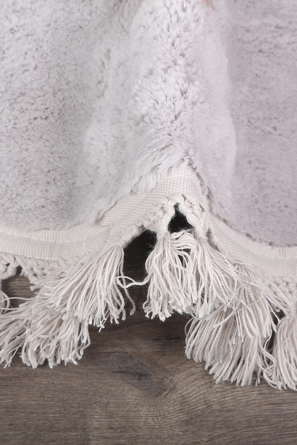 Bubble Oval Ponpon Saçaklı Püsküllü Salon Oda Çocuk Mutfak Koridor Antre Halısı Yıkanabilir Kaymaz Tabanlı Peluş Halı Yolluk - Gri