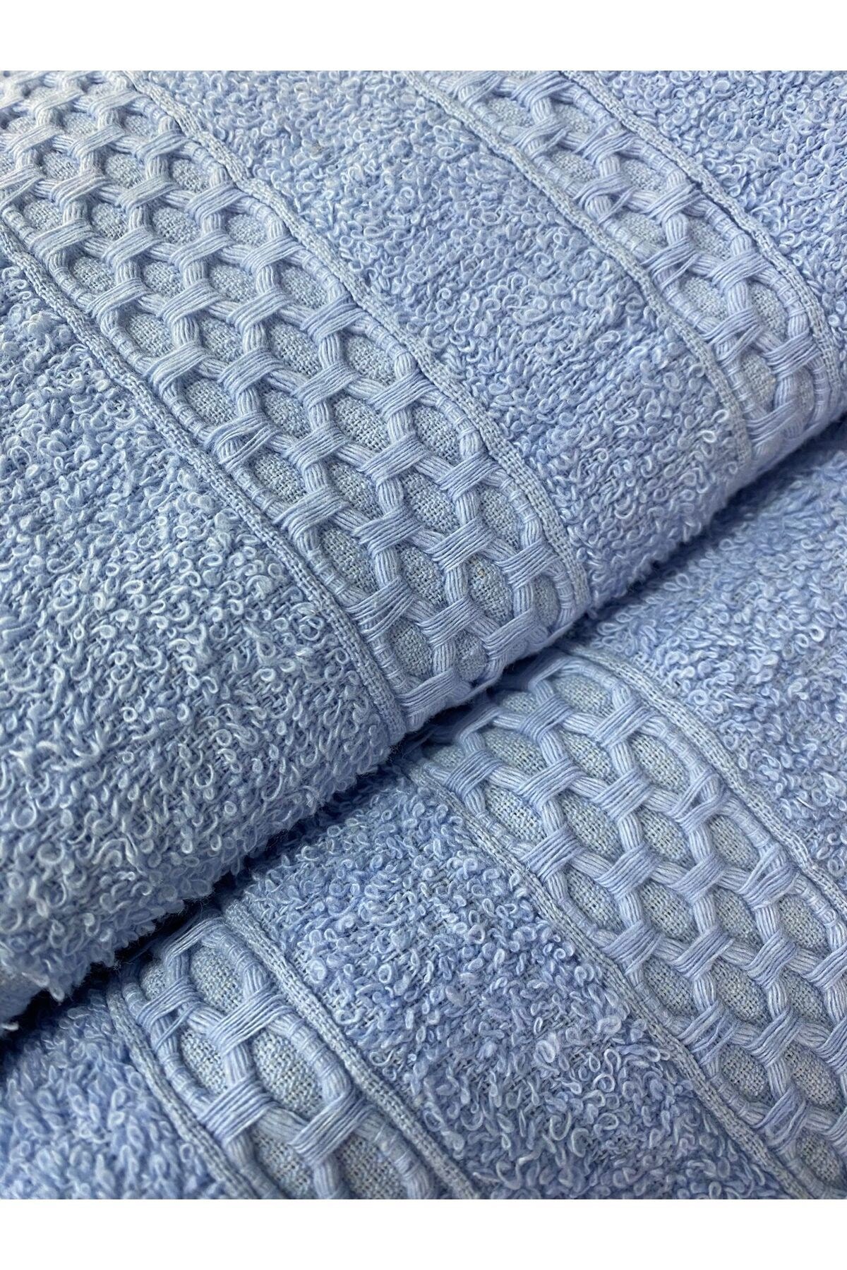 Waffle Saçaklı Pamuklu 2'li Banyo ve El-Yüz Havlu Takımı