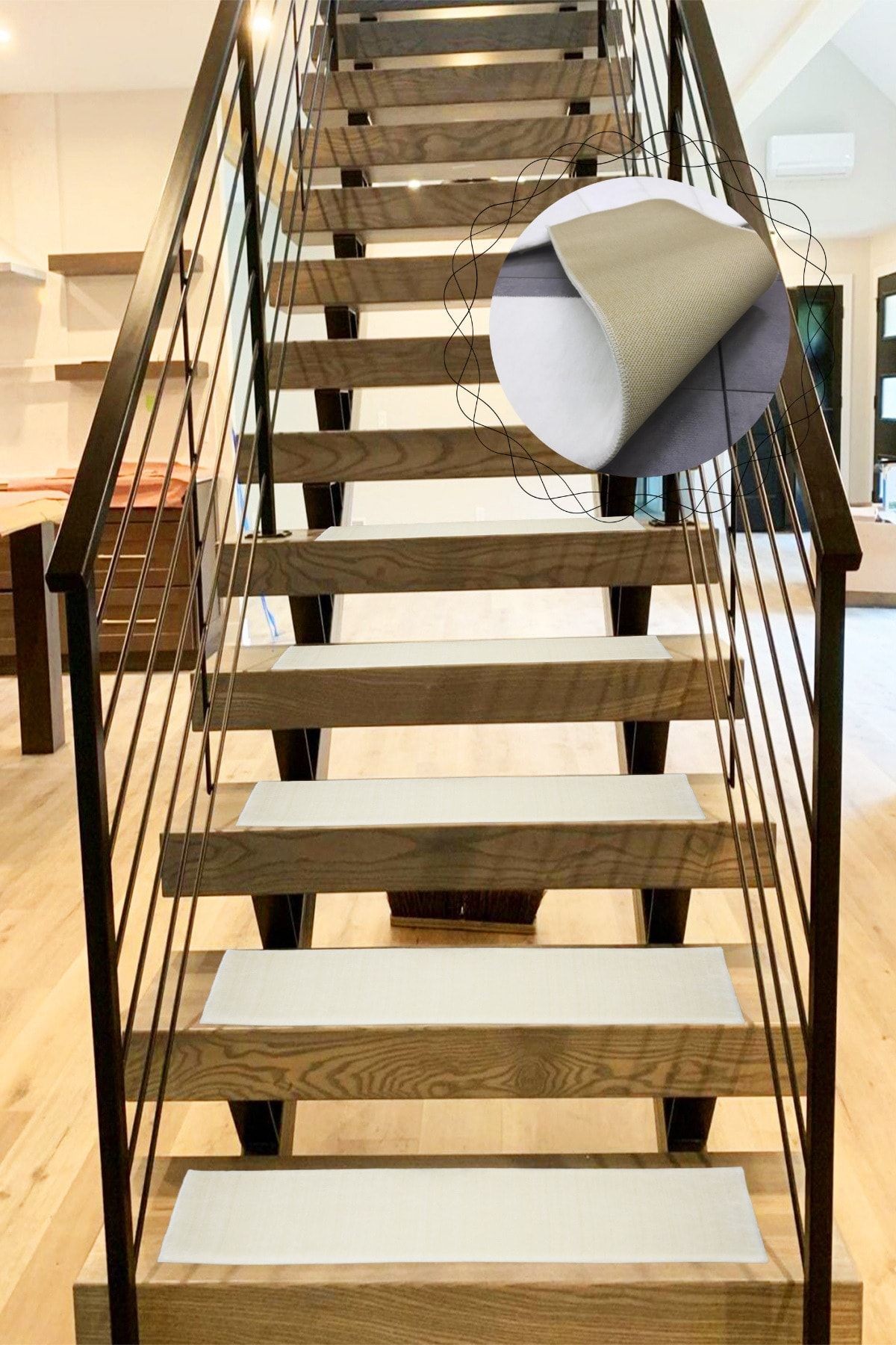 Comfort Pufidik Peluş Merdiven Halısı Kaymaz Tabanlı (1 Adet) Basamak Paspası - Krem