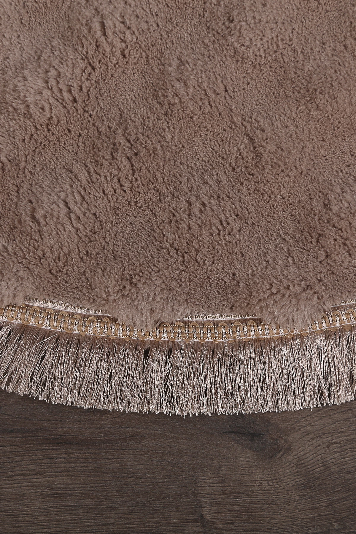 Bubble Yuvarlak Spor Saçaklı Salon Oda Çocuk Mutfak Koridor Antre Halısı Makinede Yıkanabilir Kaymaz Tabanlı Yumuşak Peluş Halı  Yolluk - Kahve